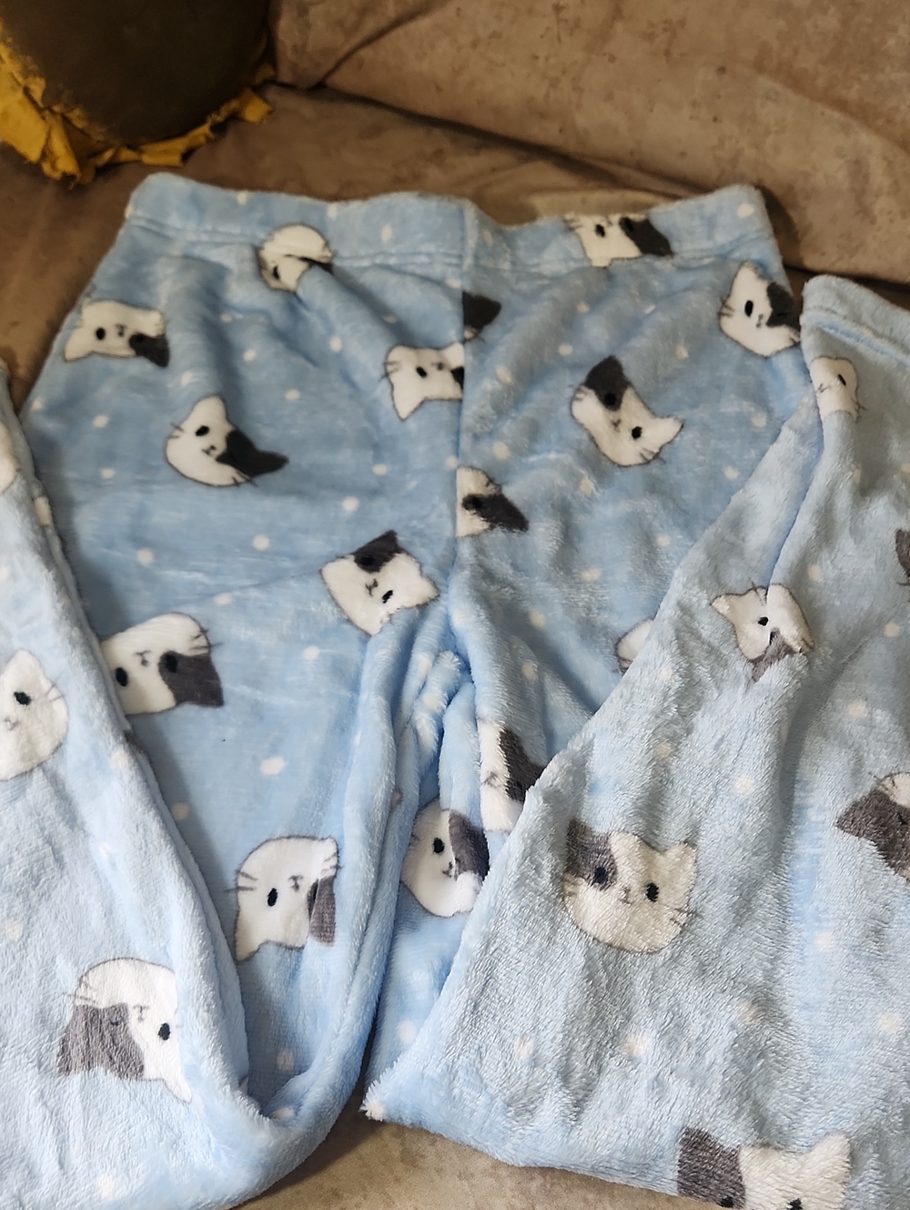 Bobbie Brooks Light Blue Plush Cat Print Pajama Pants